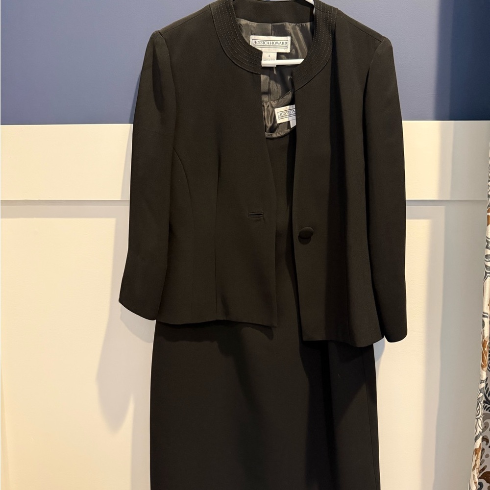 Jessica Howard Black Dress with Jacket Business Suit Size 8 EUC rarely worn